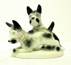 Scottish Terrier Ceramic Figurine Pair of Black &amp; White Scottie Dogs Ger... - $19.15