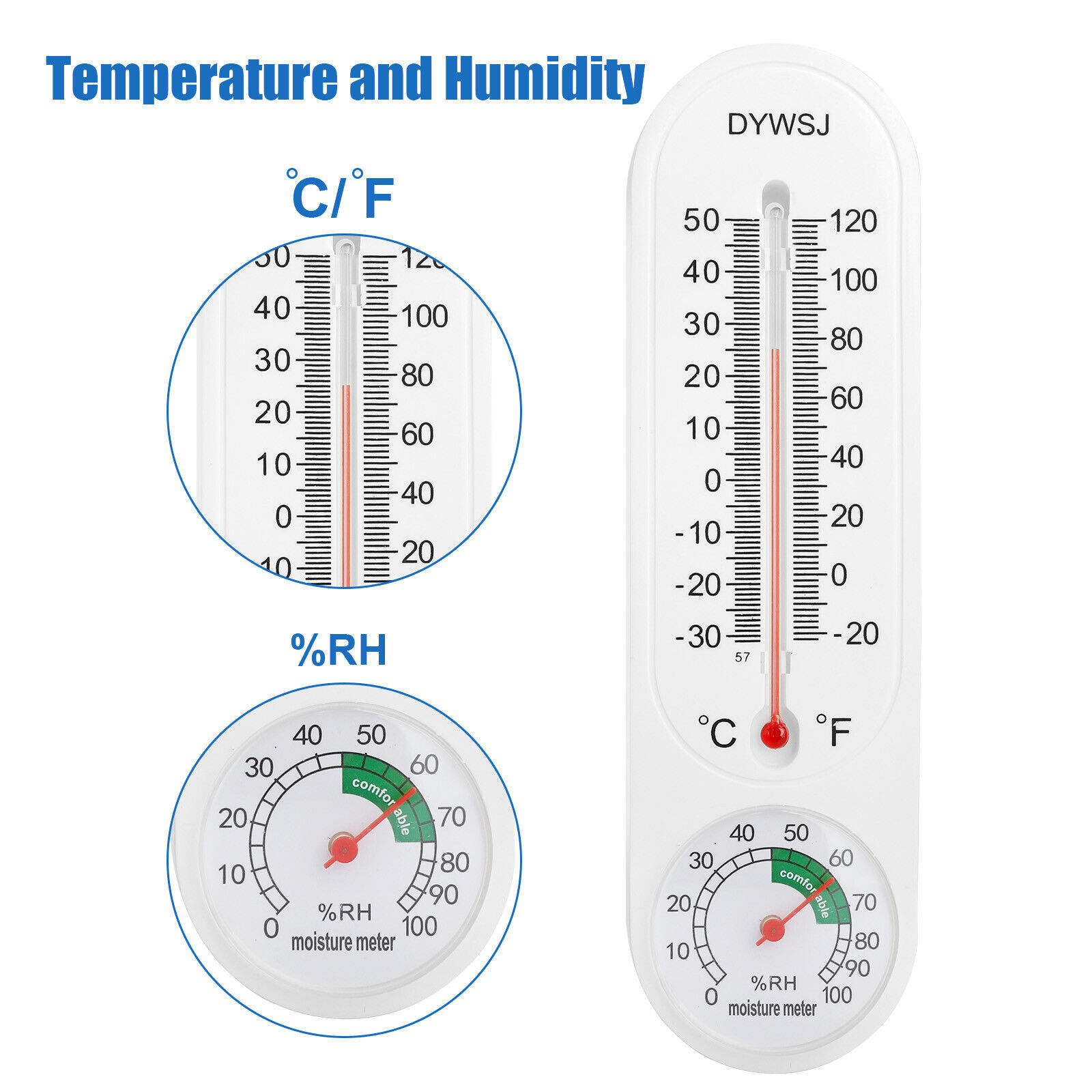 Chuangxin 1 pc Indoor Outdoor Vertical Thermometer Temperature Monitor for  Home