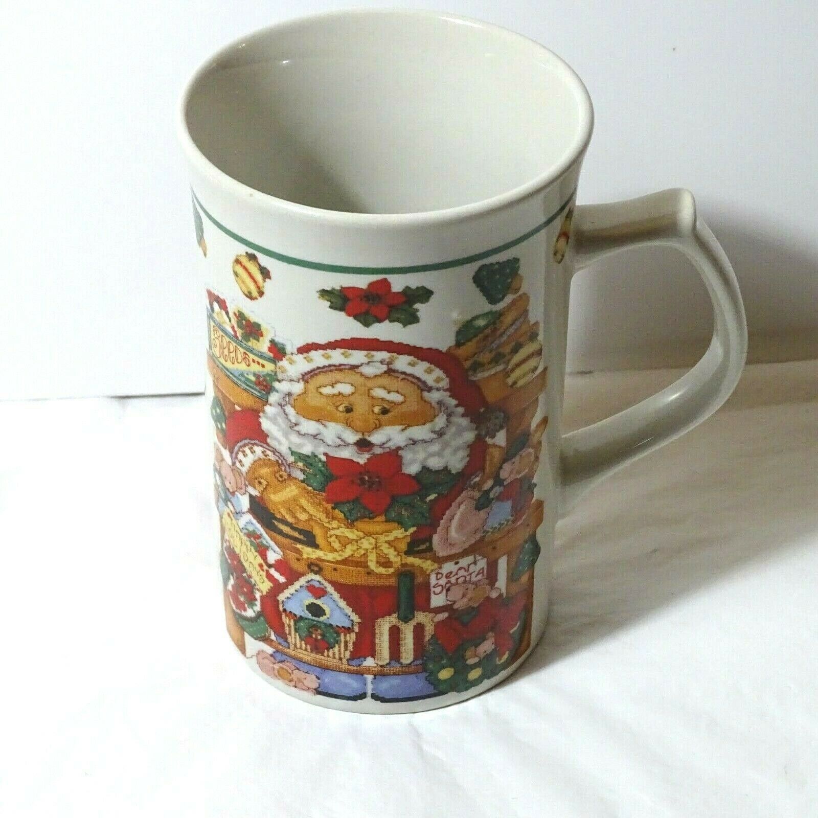 Royal Norfolk Coffee Mug Cup Christmas Santa Beige Red Green - Mugs