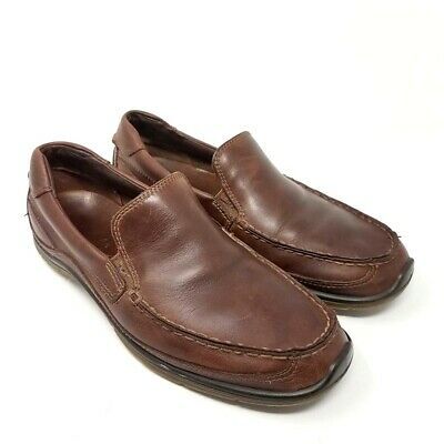 Ecco Mens Driving Loafers Shoes Brown Slip-On Moc Toe Padded Collar 8-8.5 M