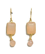 Aneri SS Gold Plate Pink Chalcedony Drop Earrings - $19.99