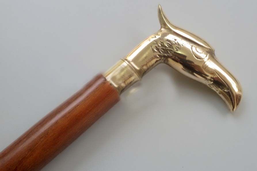 Solid Brass Victoria Cane Silver Nickel Eagle Handle For Walking Stick