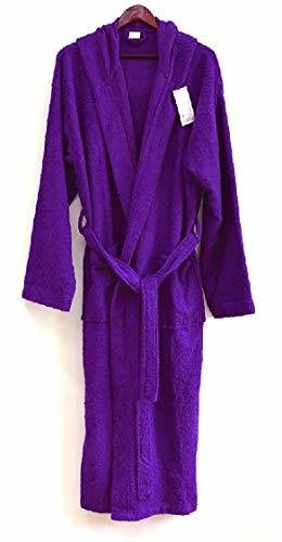 Heavy 3LB Hooded Terry cloth Bathrobe. Full Length 100% Turkish Cotton (Purple)