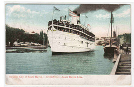 Steamer City of South Haven Chicago IL South Haven Line 1908 postcard - $6.44
