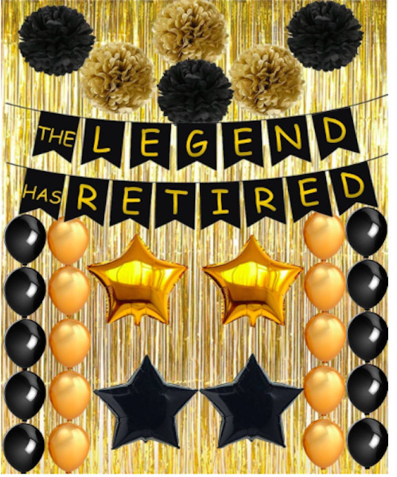 Happy Retirement Party Decorations Black and Gold The Legend Has ...