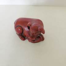 Pig Figurine, Cinnabar, Red Resin Animal Statue, Chinese Zodiac Year of the Pig image 3