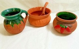  Chili Party Set of 3 Collectibles Dish Bowls Terracotta Red Green - $36.89