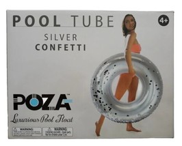 Inflatable 36&quot; Pool Float Tube Luxurious Fun Lounger Silver Confetti Age... - $11.49