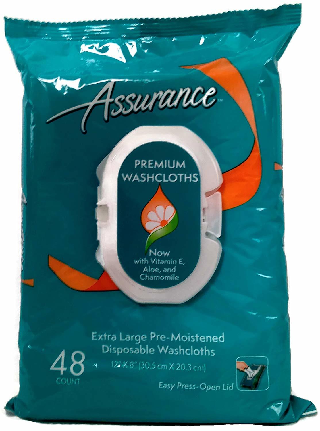 Assurance Premium Premoistened Disposable Washcloths, Extra Large