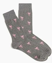J. Crew Men's Trouser Socks Flamingo Print One Size Heather Gray Pink - $12.00
