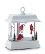 Small LED Water Lantern Cardinals Tree Scene with Glitter 4.5&quot; High Resi... - $32.66