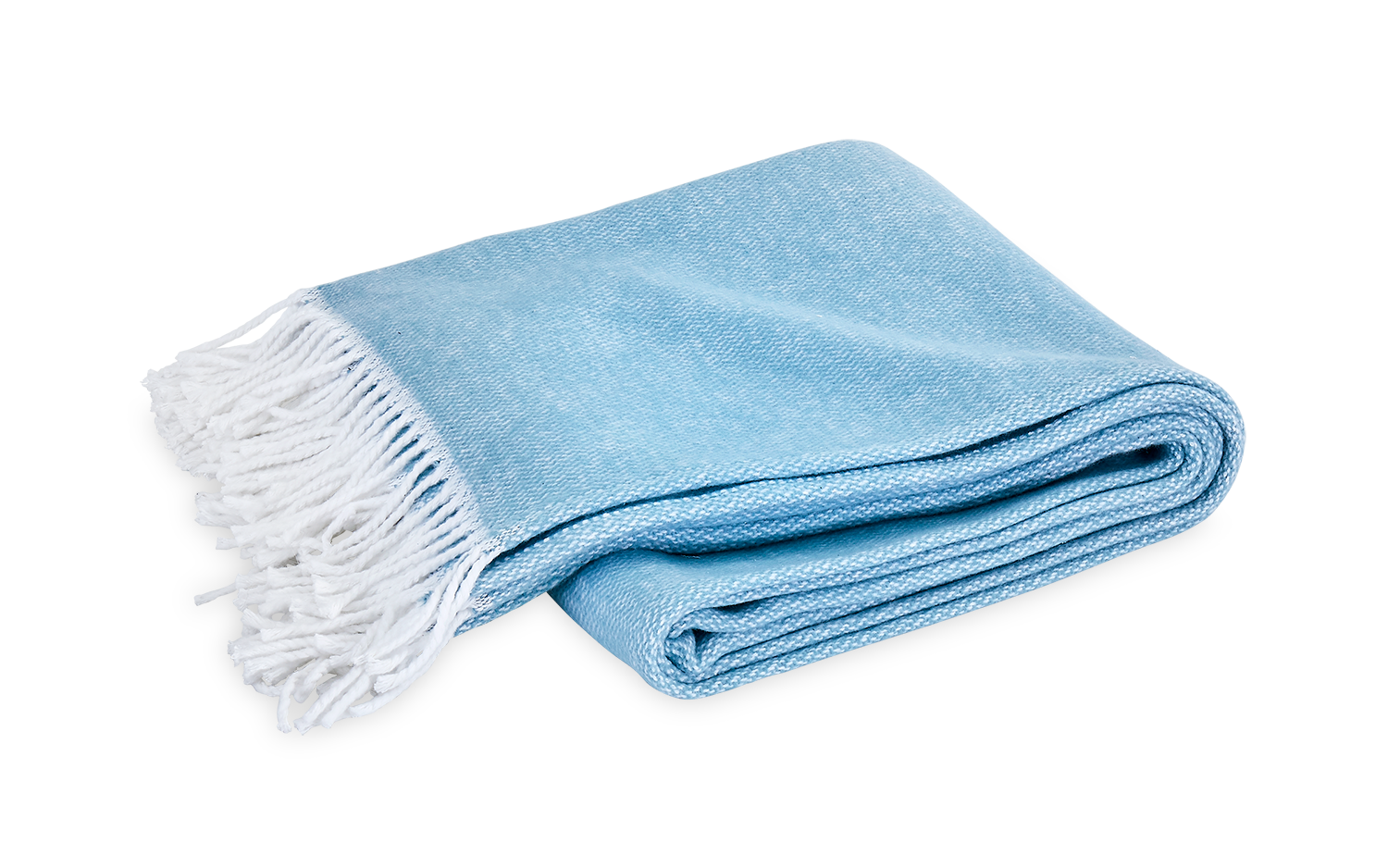 Matouk Pezzo Cerulean Blue Cotton Fringed Throw Blanket - Blankets & Throws