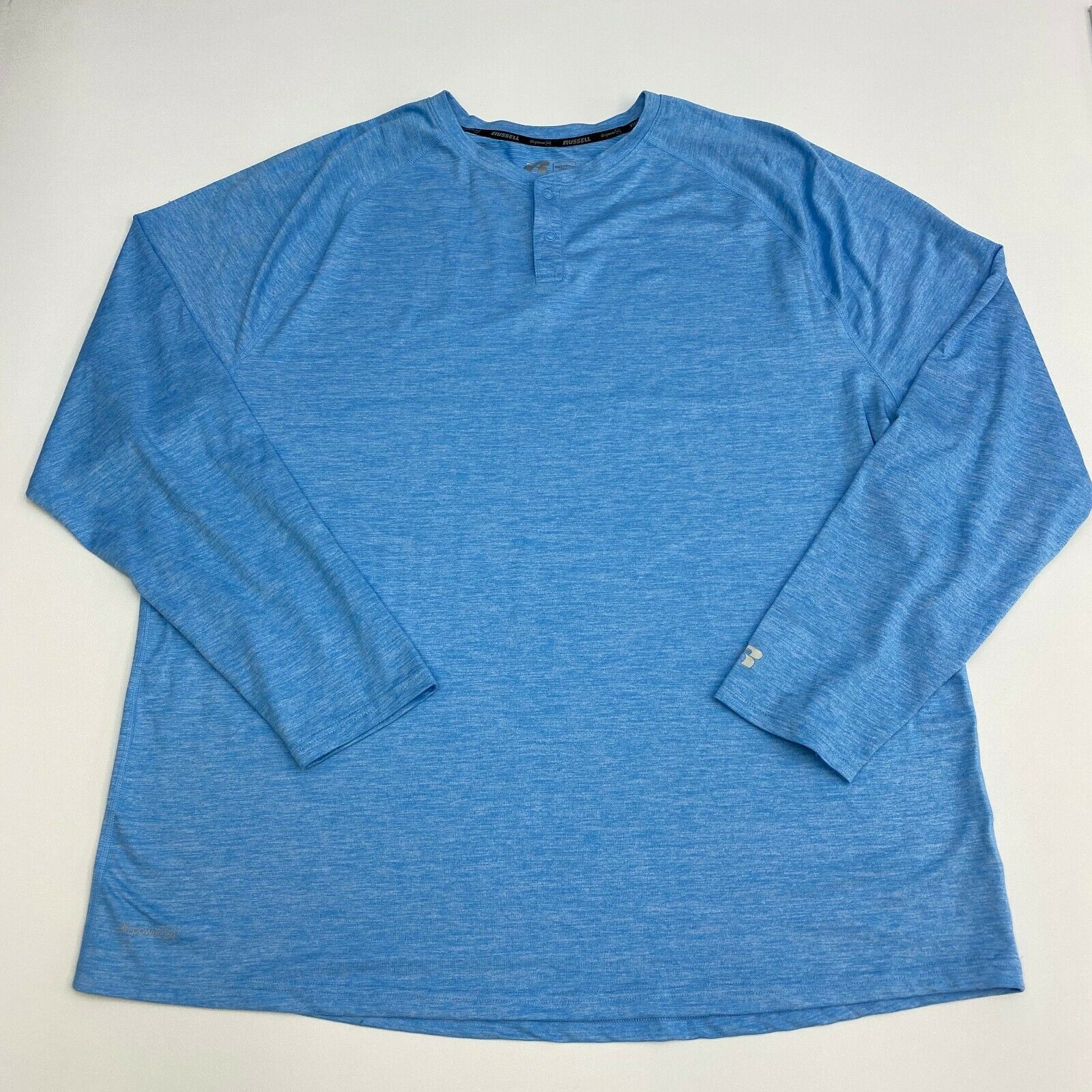 Russell Shirt Mens XXL Training Fit Blue Dri Power Long Sleeve Casual ...
