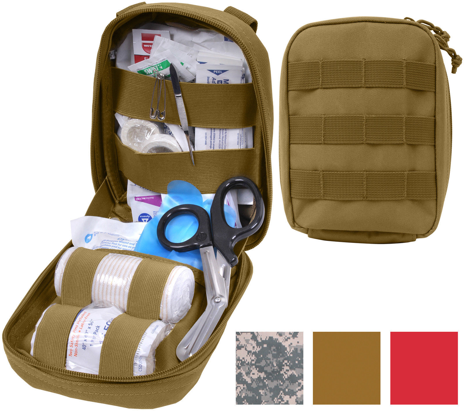 Tactical Trauma Kit Pouch Fully Stocked Medical Supplies MOLLE First