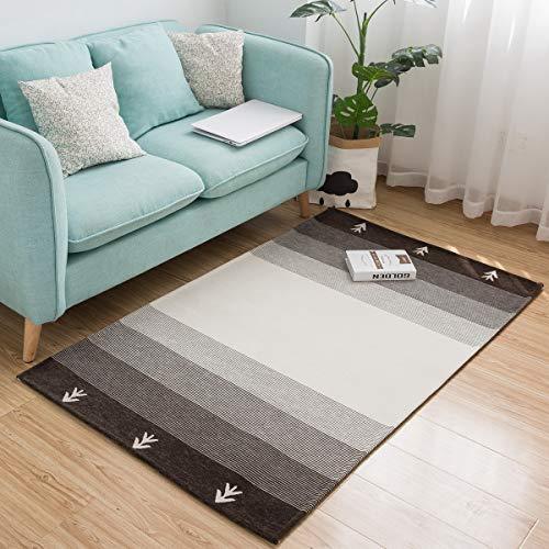 AMIDA 3x5 Entryway Rug Washable Non Slip Brown and White Striped Gabbeh