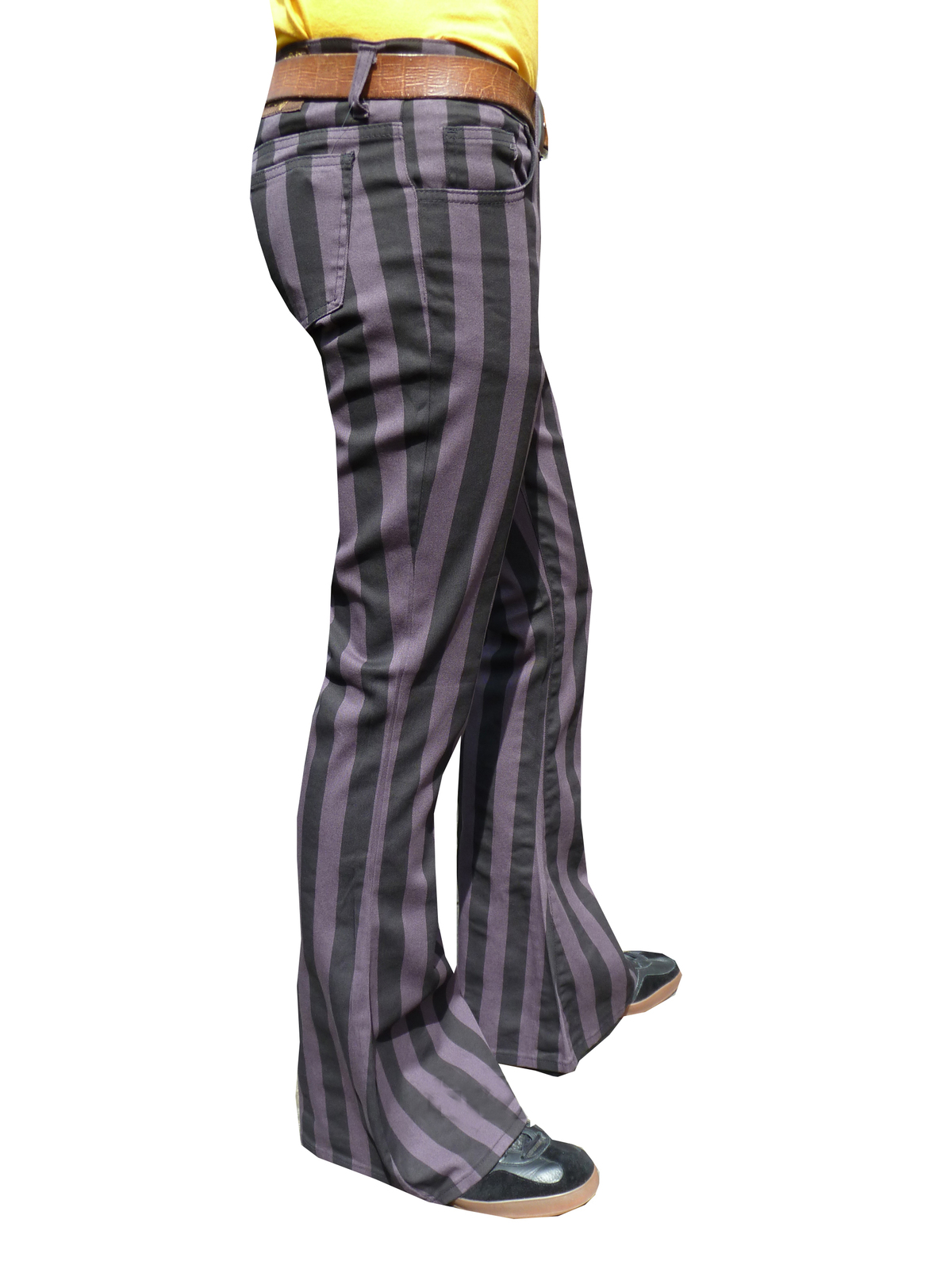 black striped flared trousers