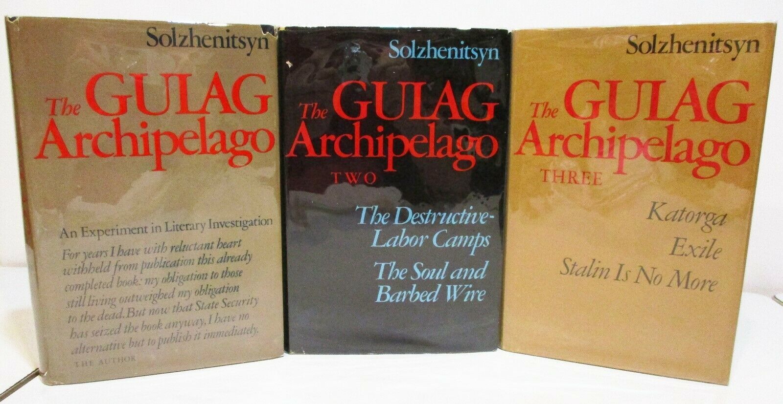 THE GULAG ARCHIPELAGO 1, 2, 3 by ALEXANDER SOLZHENITSYN 3 VOLUME HCDJ