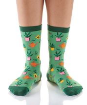 Women's Premium Crew Socks Yo Sox Gardner Fits Size 6 to 10 Cotton Blend Green image 4
