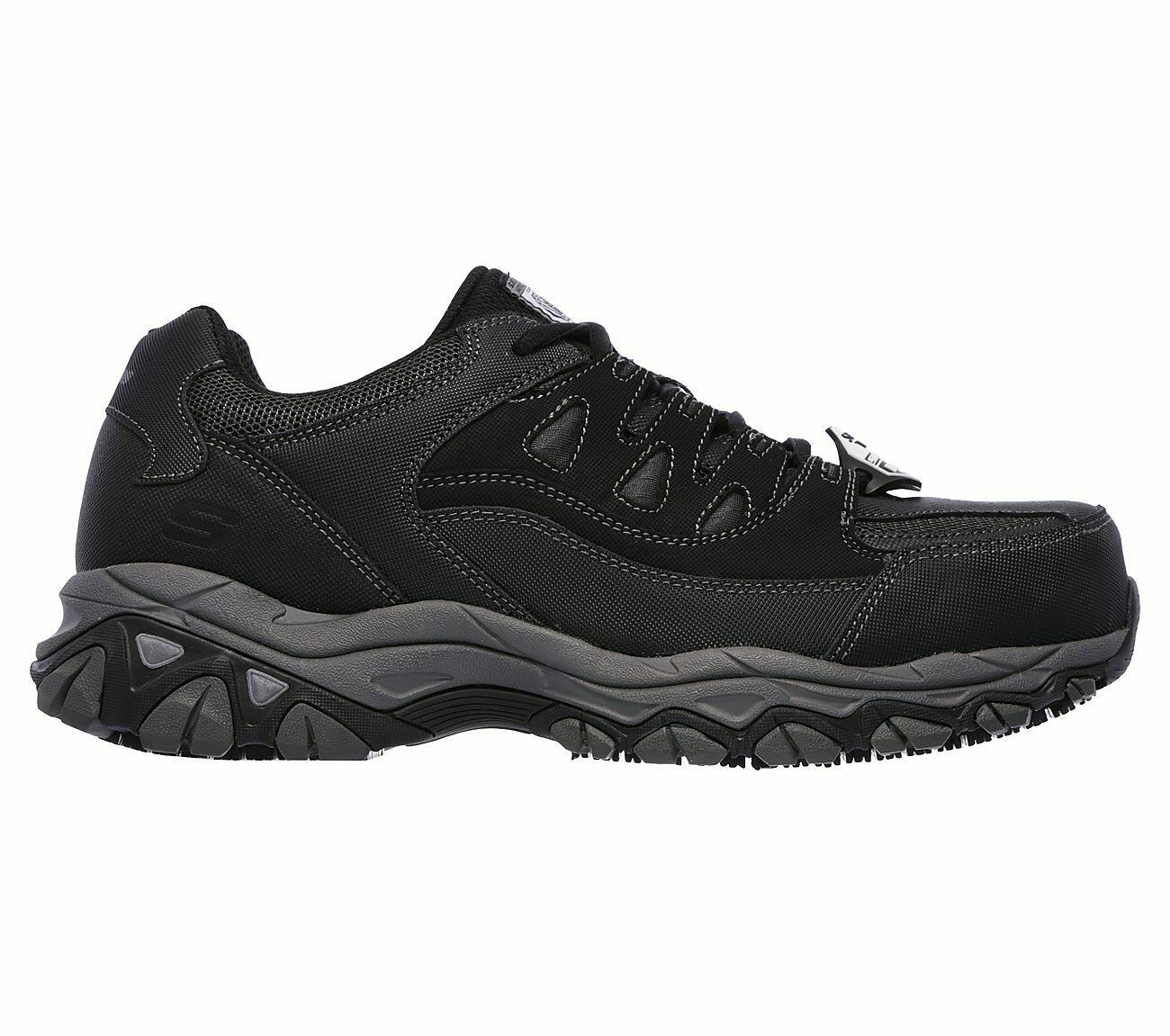 Skechers Black Work Shoes Men Memory Foam Comfort Slip Resistant EH