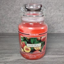Yankee Candle Retired Black Band &quot;FRESH PEACH&quot;~Large 22 oz~WHITE LABEL~R... - $49.46