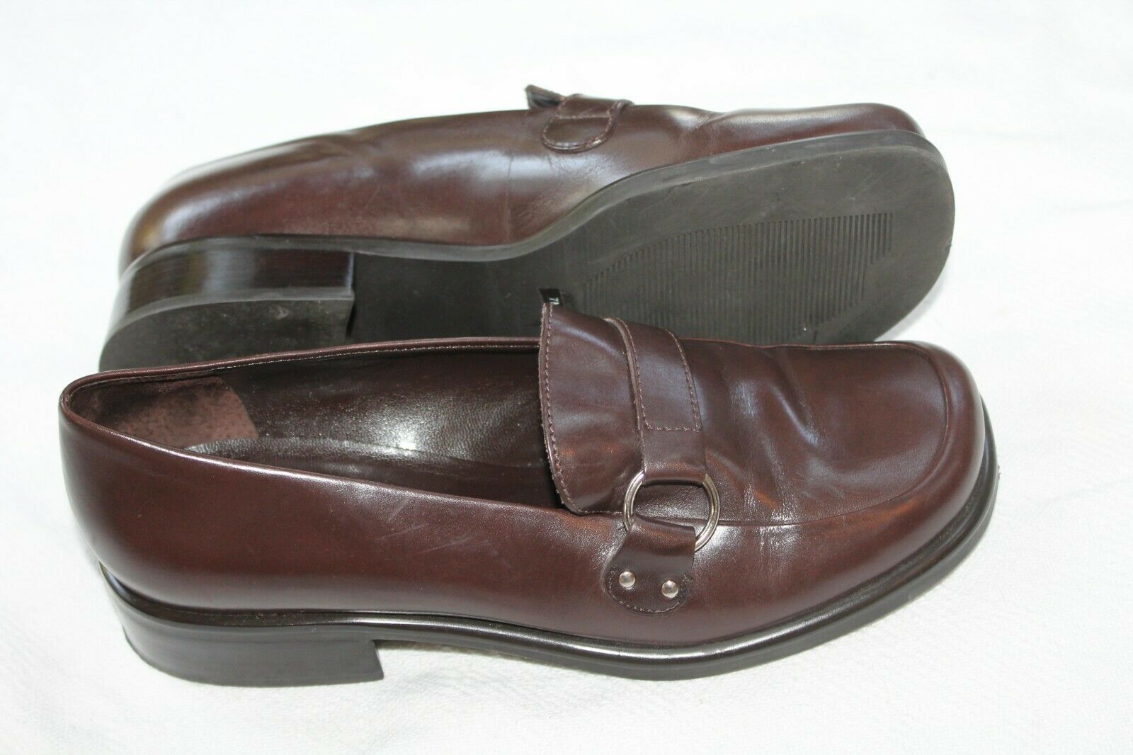 Primary image for FRANCO SARTO LADIES SZ 7 M BROWN LEATHER CLASSIC FLAT LOAFERS SHOES BOCCA