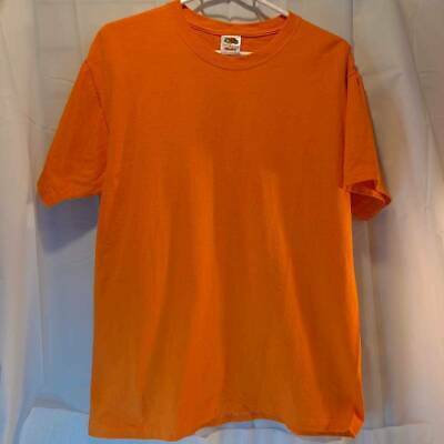 Fruit Of The Loom Mens Basic T-Shirt Orange Heavy Crew Neck 100% Cotton L New