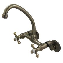 Kingston 2-Handle Wall-Mount Standard Kitchen Faucet in Antique Brass  - $168.99
