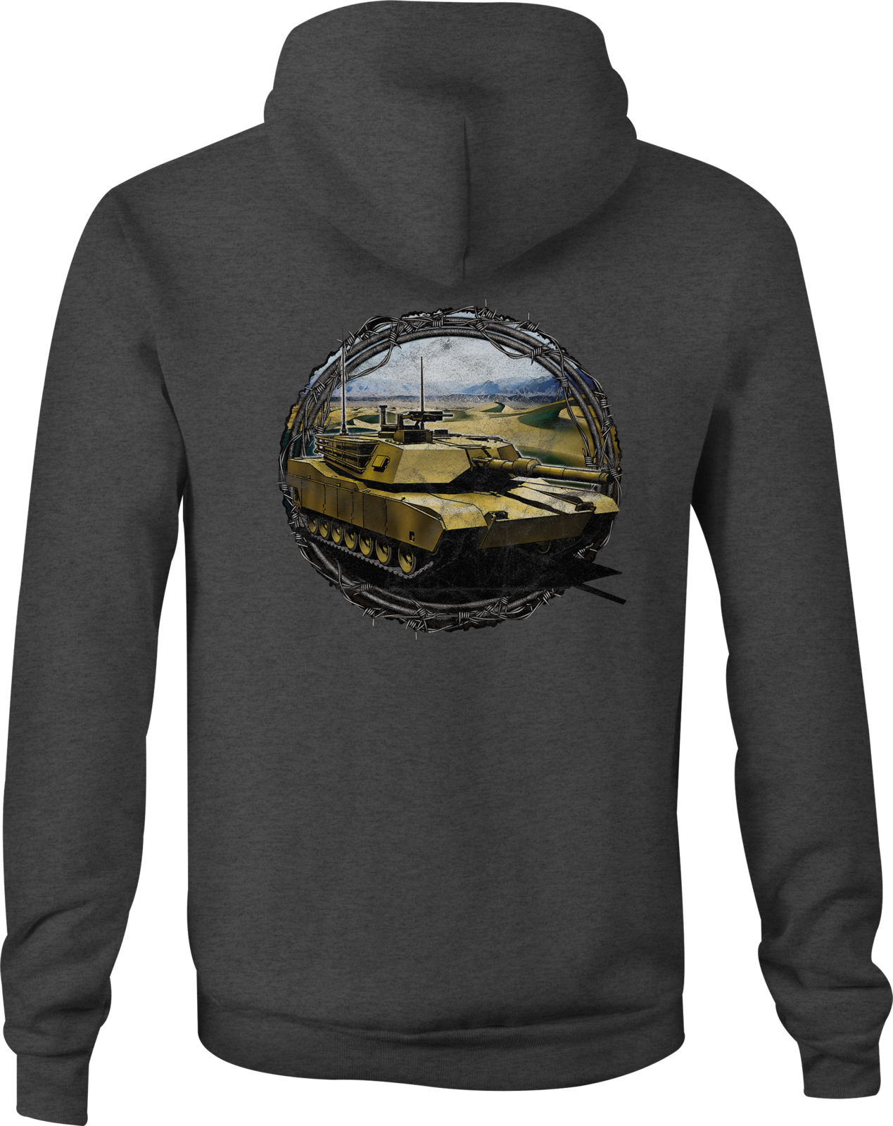 Zip Up Hoodie Barbed Wire Around US Military Abrams Tank Desert ...