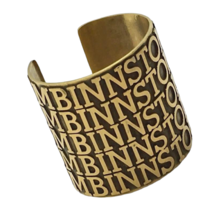 Gorgeous Gold Tone Metal TOM BINNS Logo 2.5" Wide Statement Cuff Bracelet image 7