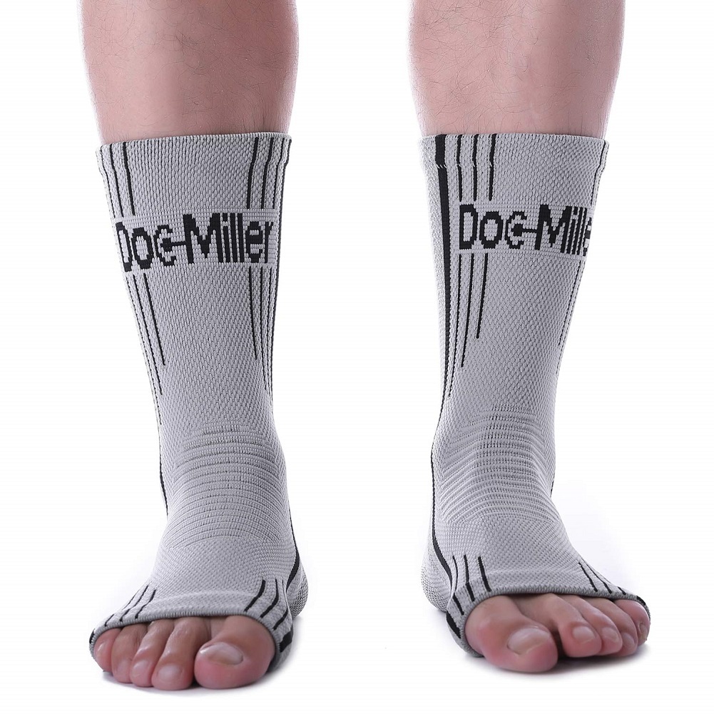 Doc Miller Ankle Brace Compression - Support Sleeve 1 Pair (Solid Gray, S)