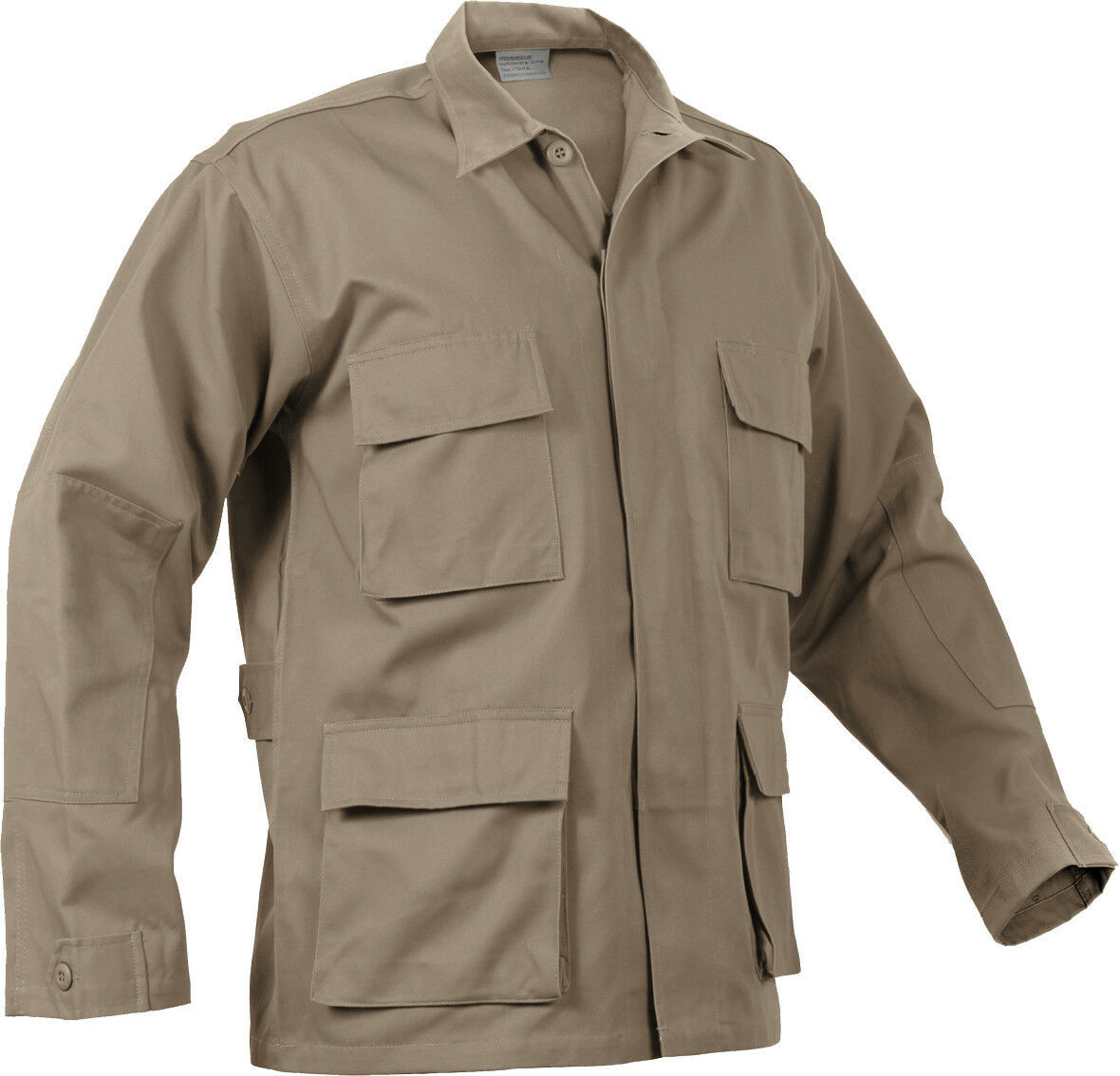 Mens Khaki Solid Long Sleeve Military BDU Shirt Coat Uniform Army ...