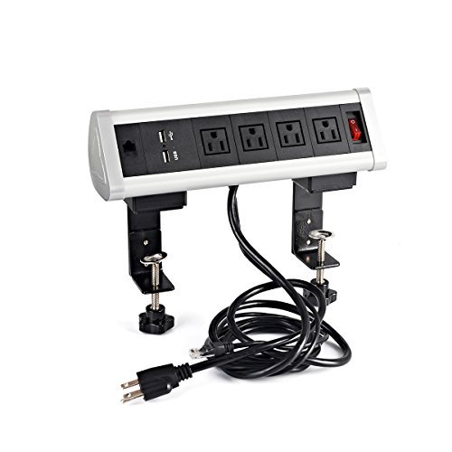 Surge Protector Power Strip Removable Desktop Clamp Mount Outlet power