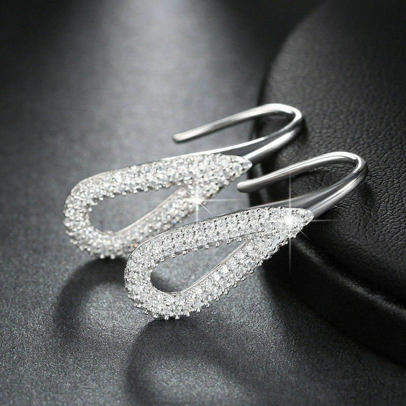 1.10Ct Round Cut Black Diamond Huggie Hoop Earrings Solid 14k White