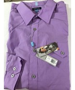 Exclusively At Belk Shirt Mens Size L Purple 100% Cotton Long Sleeve Shi... - $21.76