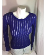 A.n.a Women Blue Soild Sweater Size XS LongSleeve Made In China Bin69#36 - $14.03