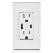 5.1A/30Wt Duplex Tamper-Resistant Outlets With Usb A/C Dual Wall Chargers- White - $47.52