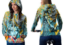 Psychedelic face geisha trippy tongue dmt hoodie women thumb200