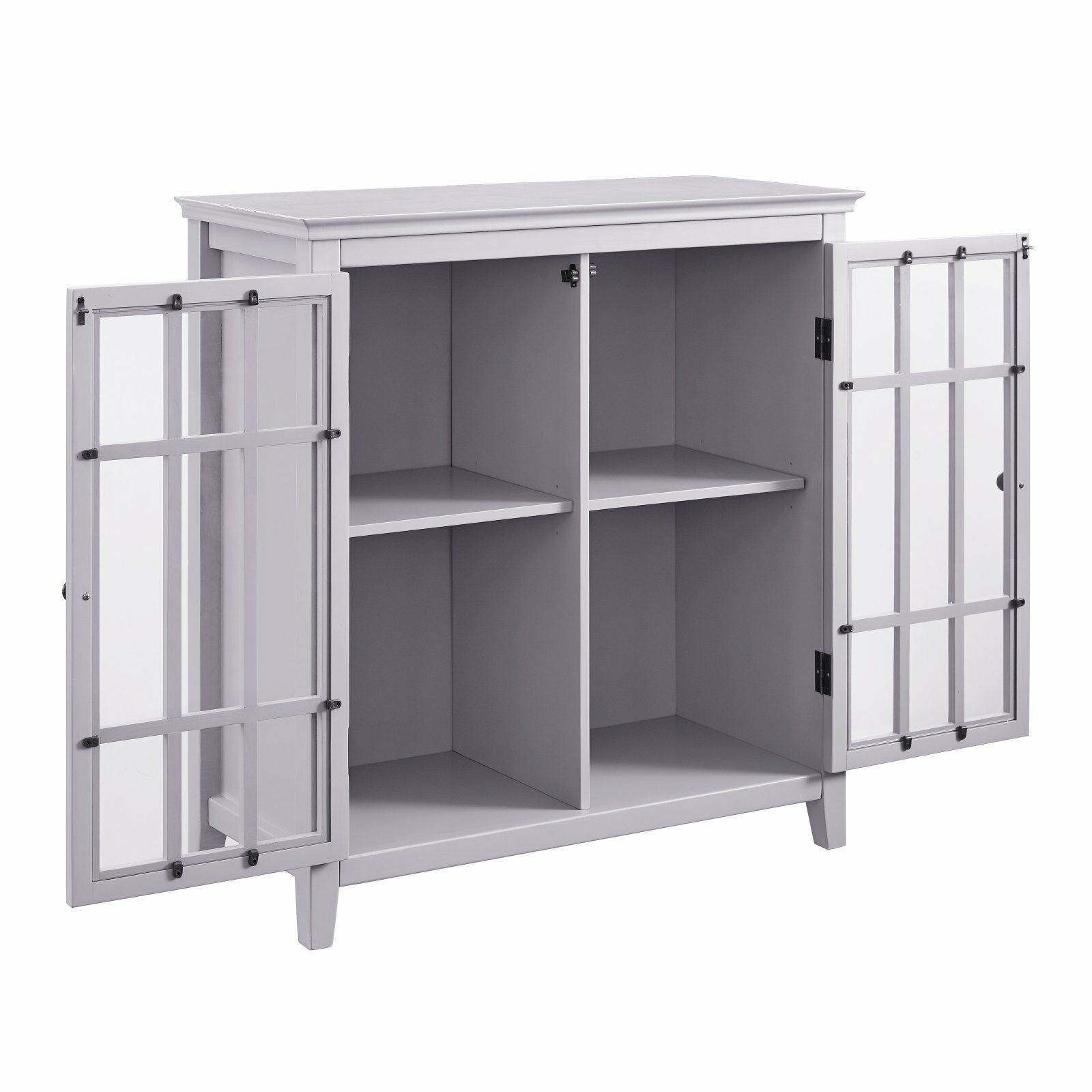 Modern Gray Contemporary Storage Console Accent Chest Glass