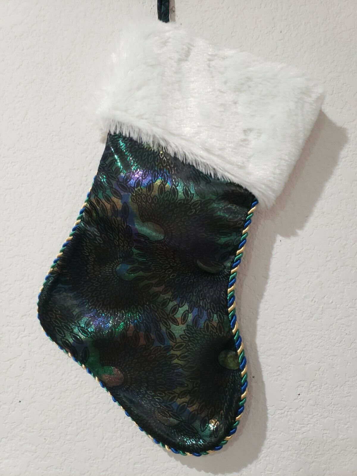 NWT MARTHA STEWART CHRISTMAS STOCKING  Red & Black Buffalo PLAID Faux Fur 22" 