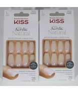 LOT OF 2 KISS Salon Acrylic Natural Glue On Nails, 28ct ( 56 TOTAL ) - $15.99