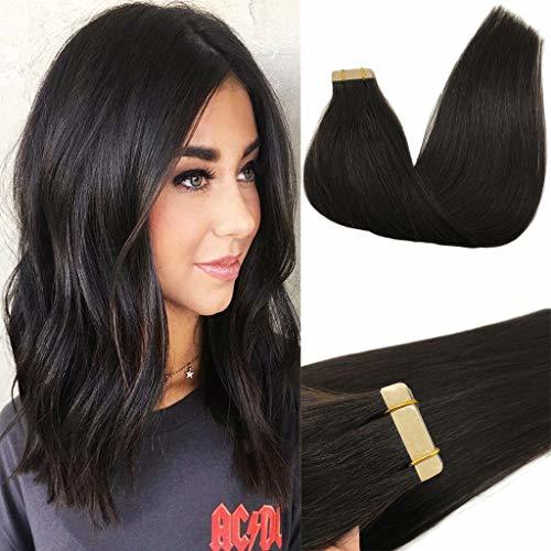 GOO GOO Tape in Hair Extensions Natural Black 1B Remy Human Hair