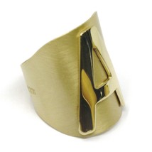 SOLID 925 STERLING SILVER BAND RING, BIG LETTER A, YELLOW SATIN FINISH, SIZABLE image 2