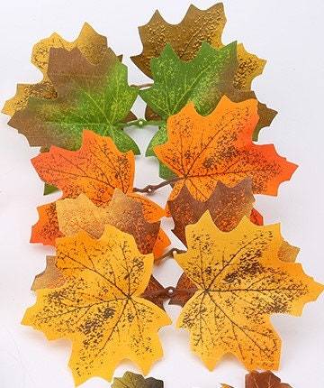 bonanza.com | Fake Autumn Leaves Simulation Leaf Scrapbook Decoration DIY Home Decor Photograp