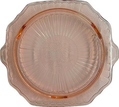 Depression Glass Pink Cake Plate Anchor Hocking Mayfair Open Rose - $24.99