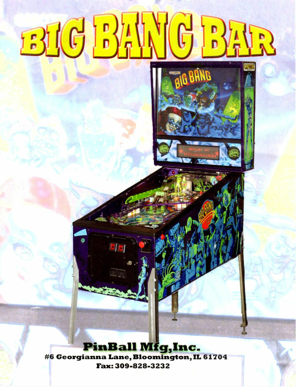 BIG BANG BAR PINBALL Machine Flyer Space Age SciFi Art Pinball Mfg Inc. REMAKE Merchandise