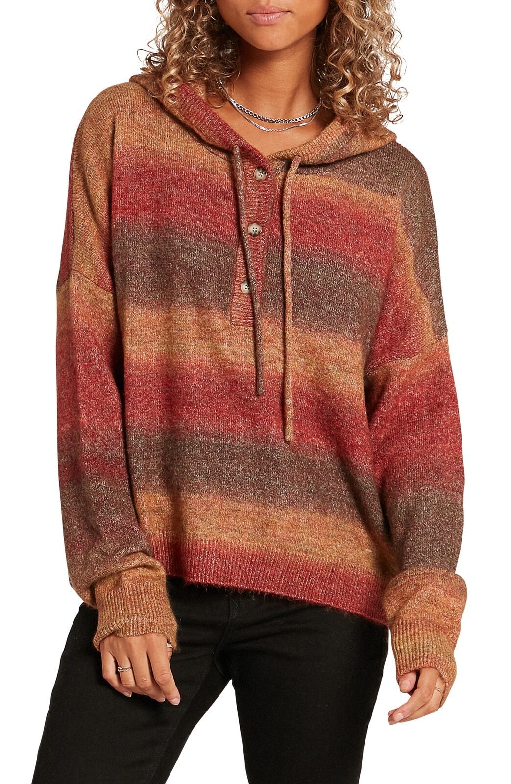 Primary image for Volcom NUTMEG Women's Juniors' Was It You Striped Hooded Sweater, US Medium