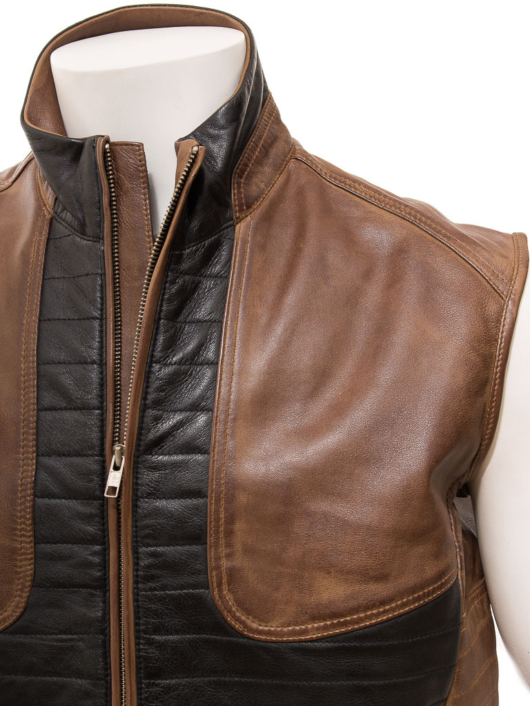 Mens Sheepskin Leather Shooting Sleeveless Gilet Waistcoat Body Warmer
