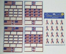 Vintage HALLMARK Stickers Flags Ribbons Patriotic Scrapbook Autocollants - $12.99