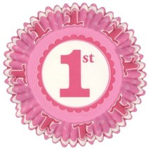 First Birthday Girl Pink 75 ct Baking Cups Cupcakes Liners - $4.74