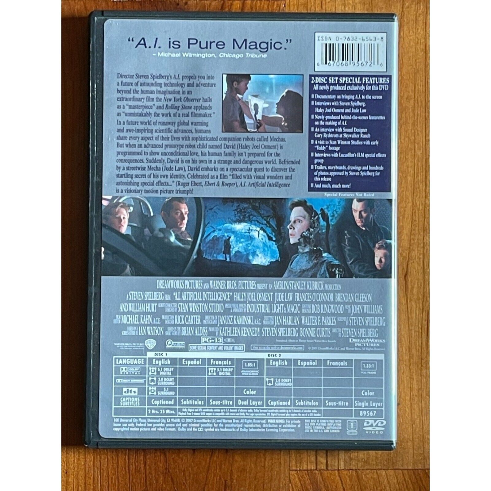 A.I. Artificial Intelligence (DVD, 2002, 2-Disc Set, Widescreen) Movie ...